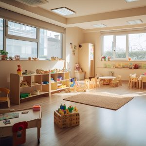 Ensuring Fun, Safe Learning in a Preschool Room: A Tour of a Childcare Center Interior: Generative AI